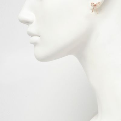 Rose gold tone bow earrings